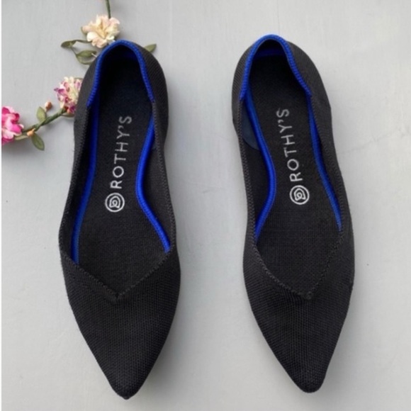 Rothy’s The Point Black Solid Flats Size 8.5 - Picture 1 of 11